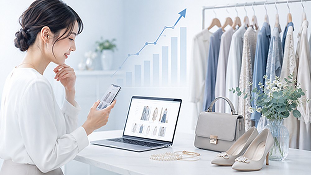 女性向け衣装レンタル・購入サービスのWEB広告支援イメージ